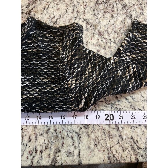 New Directions PM Textured Cardigan Sweater Black Tan Button Up Corpcore Cozy - Picture 8 of 9